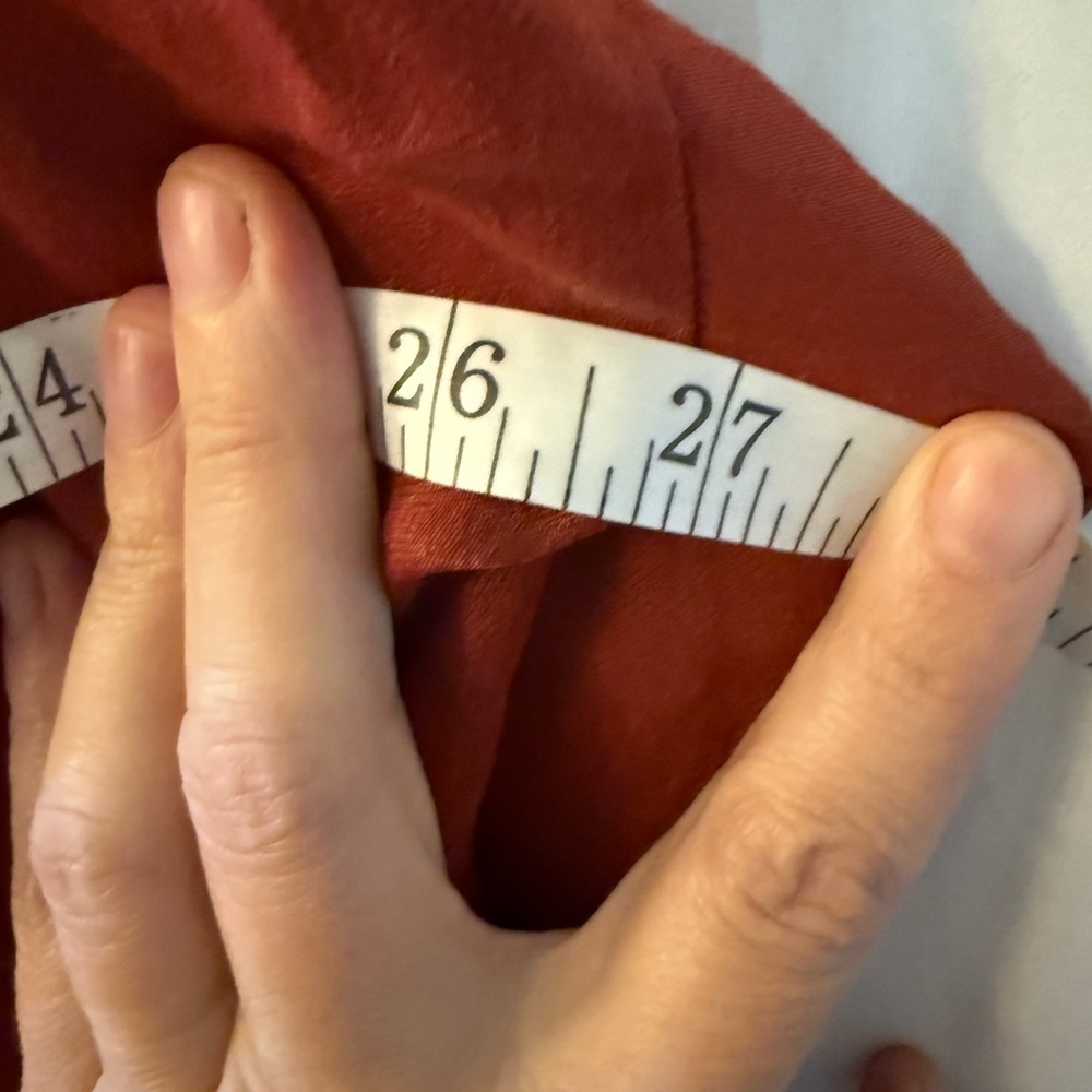 Anthropologie Pilcro Deep Red/Rust satin Blouse with Pockets - Picture 10 of 11